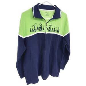 BonWorth Vintage Sweater Casual Full Zip Nautical Boats Size XL